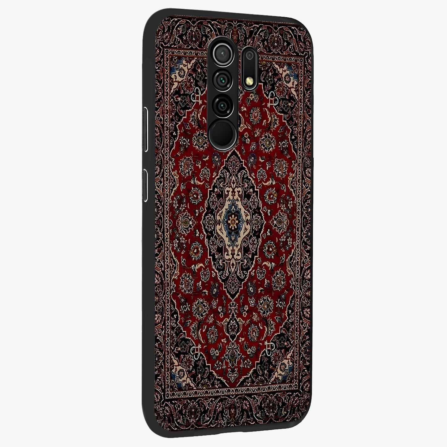 Heritage Carpet Royale Glass Case upright view showcasing detailed ornamental artwork with luxurious traditional theme.