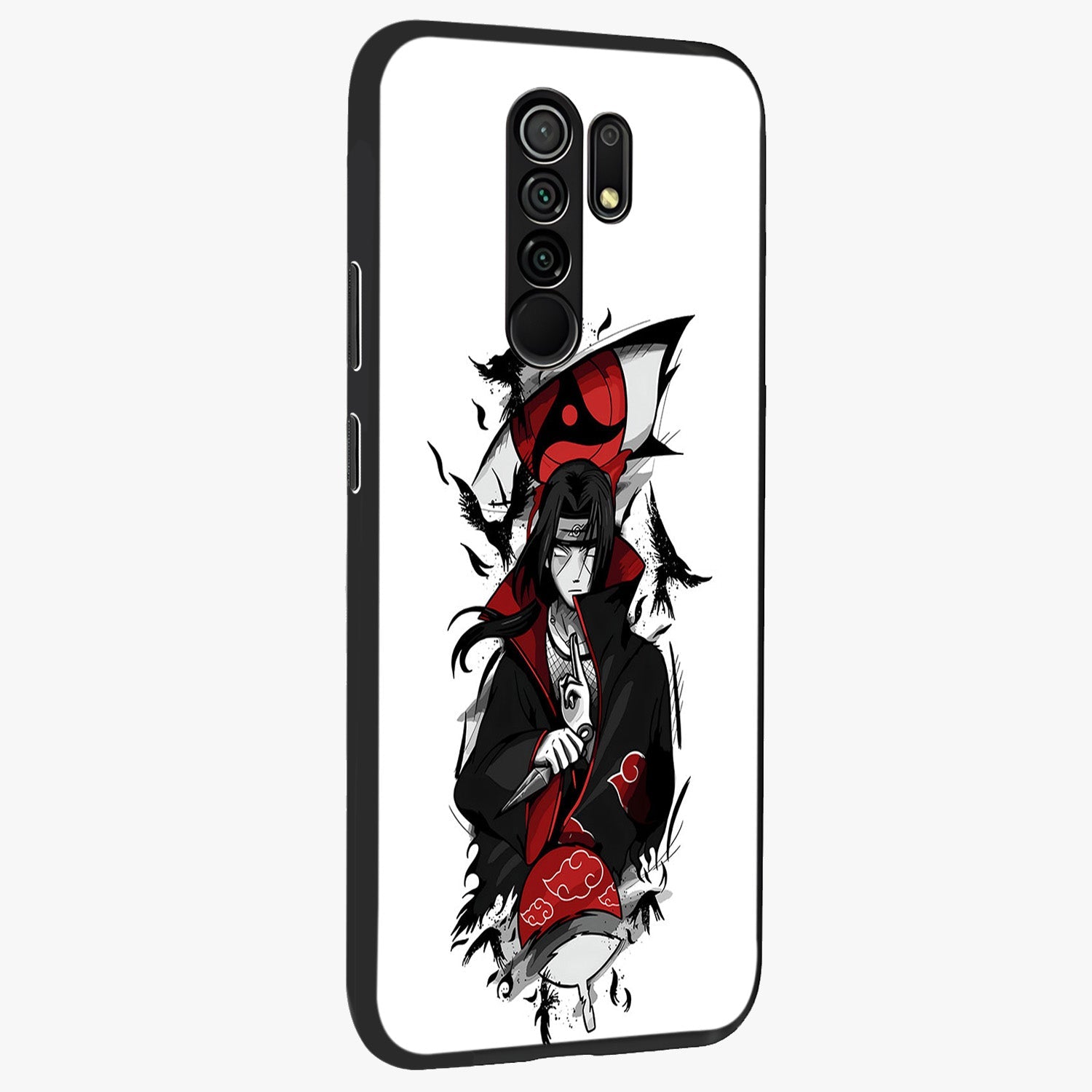 Itachi Limited Edition Naruto Anime Glass Case upright view showcasing intense anime artwork with powerful character theme.