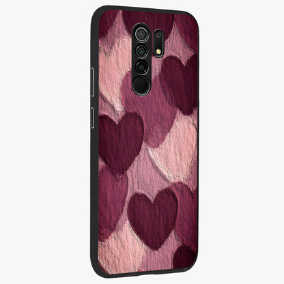 Layered Paper Hearts Glass Case upright view showcasing decorative layered heart artwork with sweet love theme.