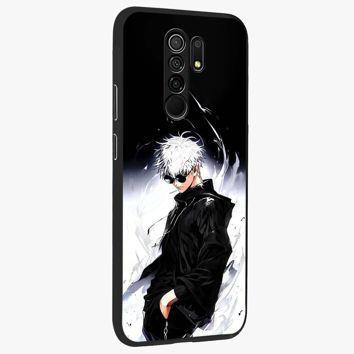 Limitless Shadow King Glass Case upright view showcasing bold shadow warrior artwork with epic fantasy theme.