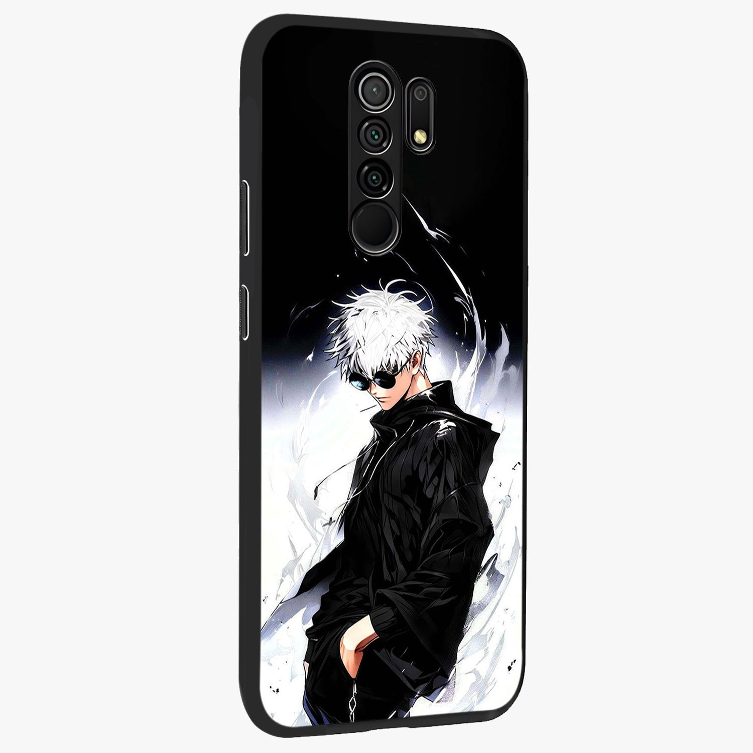 Limitless Shadow King Glass Case upright view showcasing bold shadow warrior artwork with epic fantasy theme.