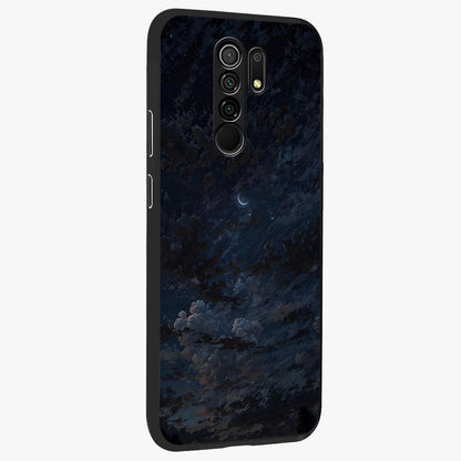 Lunar Veil Silence Glass Case upright view showcasing calm moon themed artwork with serene night atmosphere.