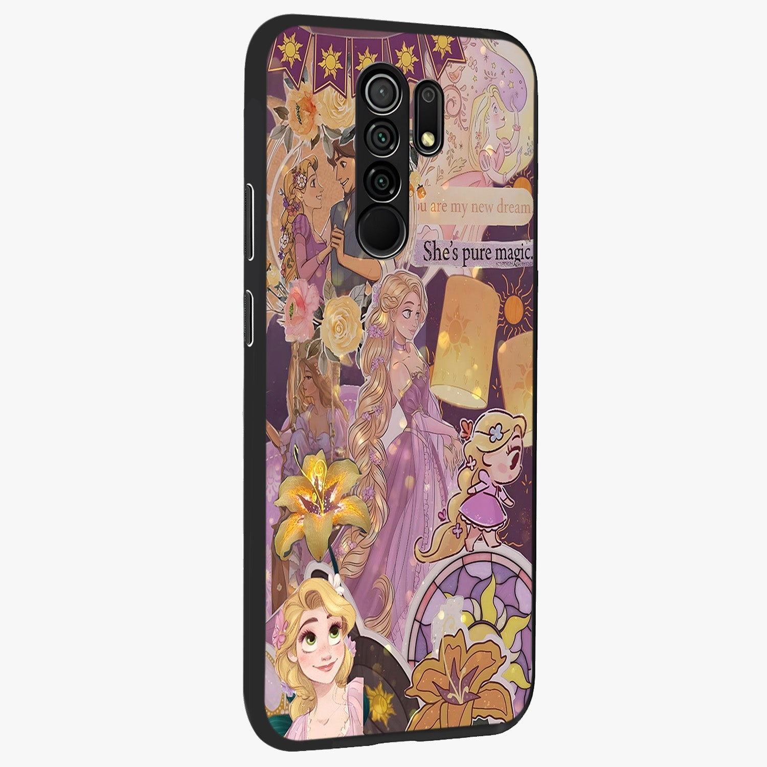 Magical Tangled Dream Glass Case upright view showcasing enchanting artistic artwork with dreamy fantasy theme.