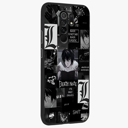 Midnight Chaos Mind Glass Case upright view showcasing expressive abstract artwork with bold dark theme.