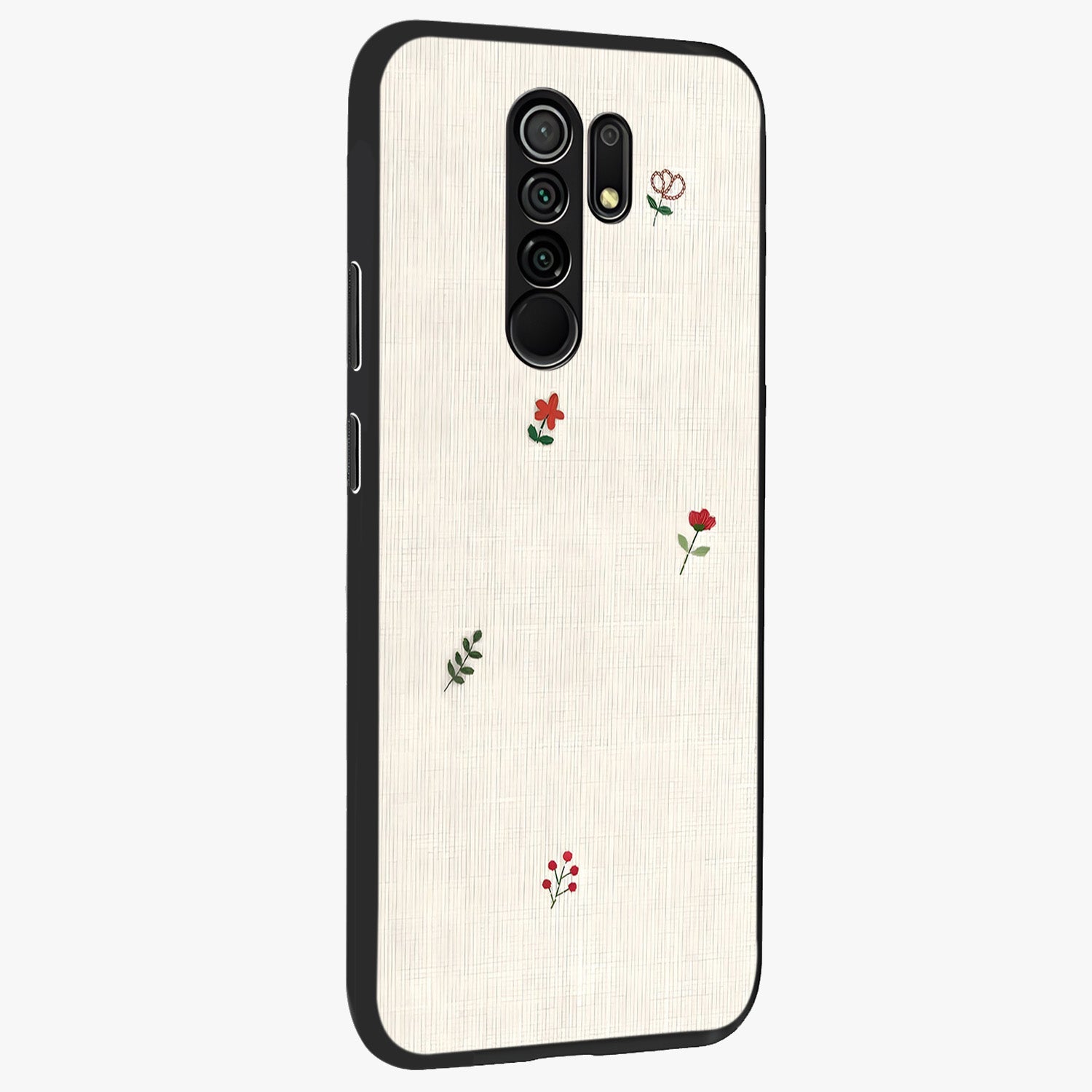 Minimalistic Blue With White Flower Pattern Glass Case upright view showcasing clean white flower artwork with calming blue theme.