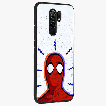 Omg Spiderman Glass Case upright view showcasing energetic superhero artwork with vibrant comic theme.