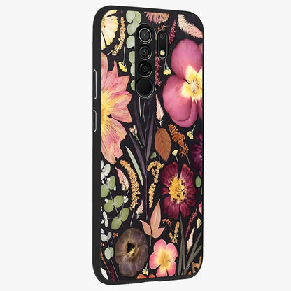 Petal Dream Tapestry Glass Case upright view showcasing detailed floral tapestry artwork with artistic nature theme.