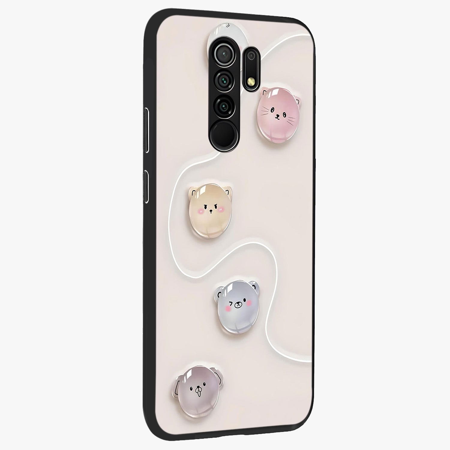 Puffy Face Parade Glass Case upright view showcasing adorable character artwork with cheerful animated theme.