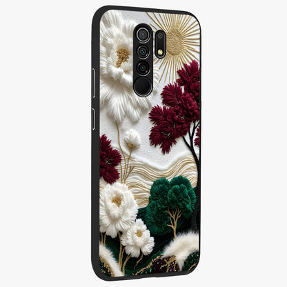 Radiant Bloom Elegance Glass Case upright view showcasing decorative flower artwork with refined botanical theme.