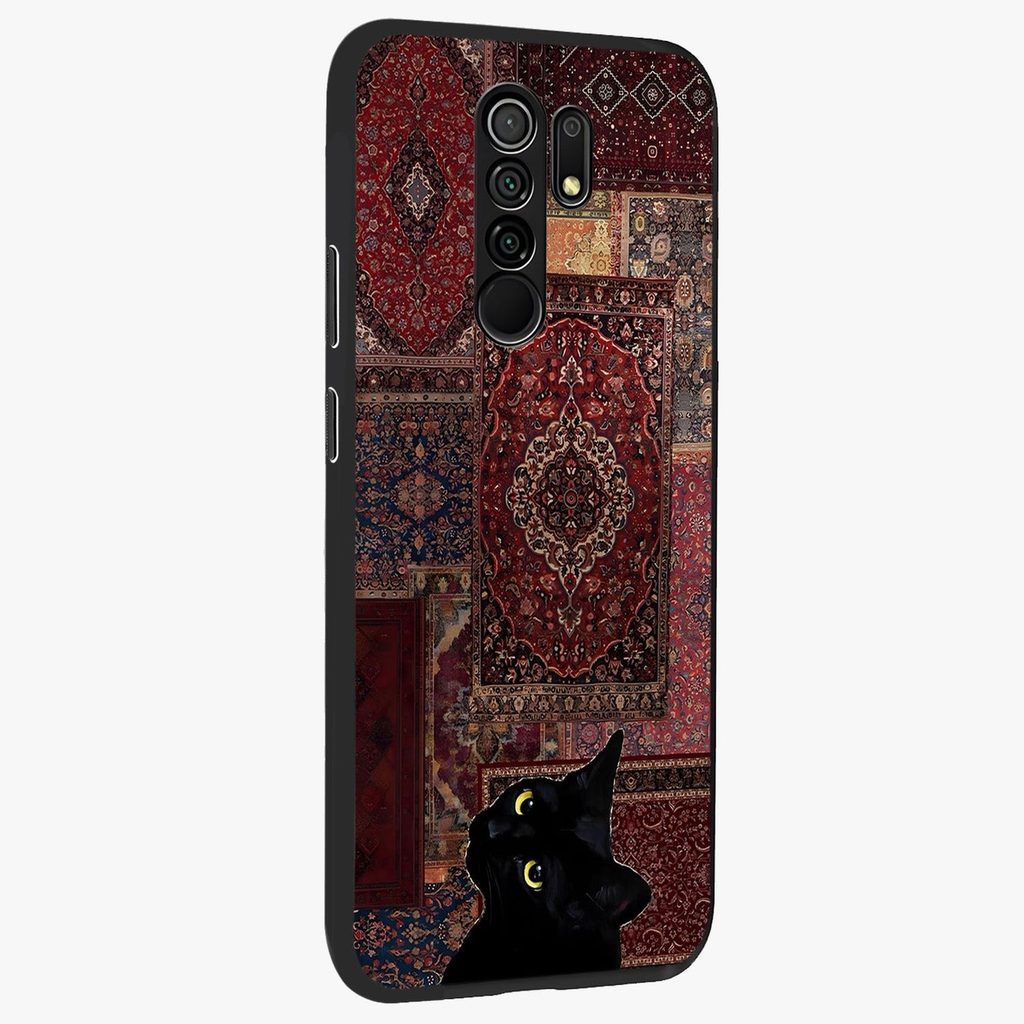 Regal Magic Cat Apple Glass Case upright view showcasing charming cat artwork with playful magical theme.
