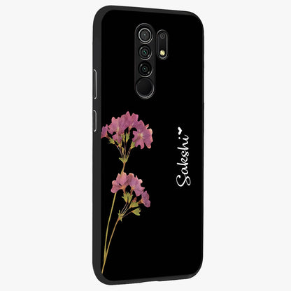 Riching Lavender Flower Custom Name Glass Case upright view showcasing elegant lavender floral artwork with personalized aesthetic.