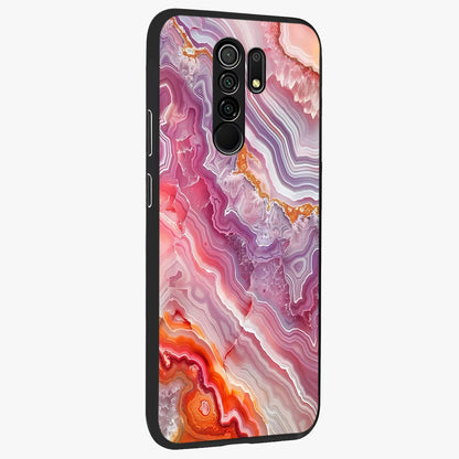 Rose Quartz Marble Glass Case upright view showcasing decorative marble artwork with luxurious pastel theme.