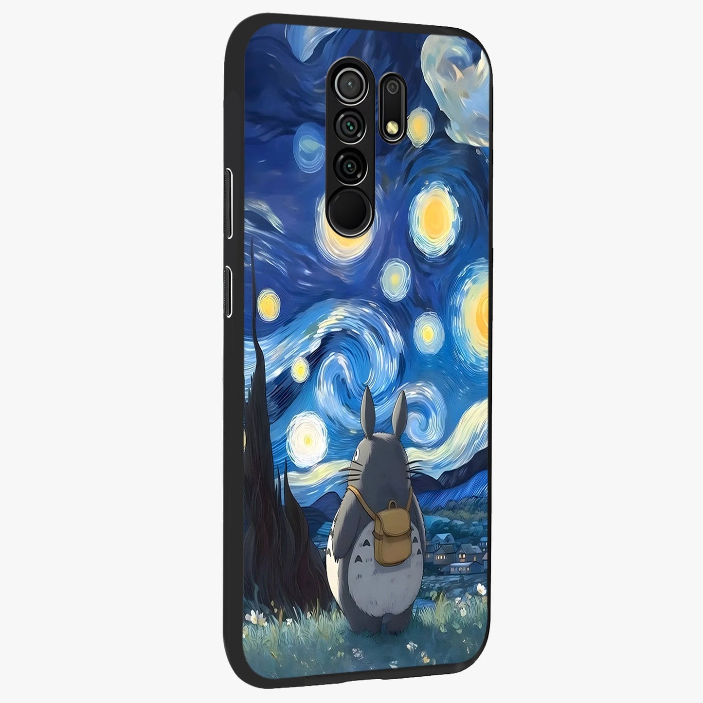 Totoro In Van Gogh Art Glass Case upright view showcasing creative character artwork with painterly artistic theme.