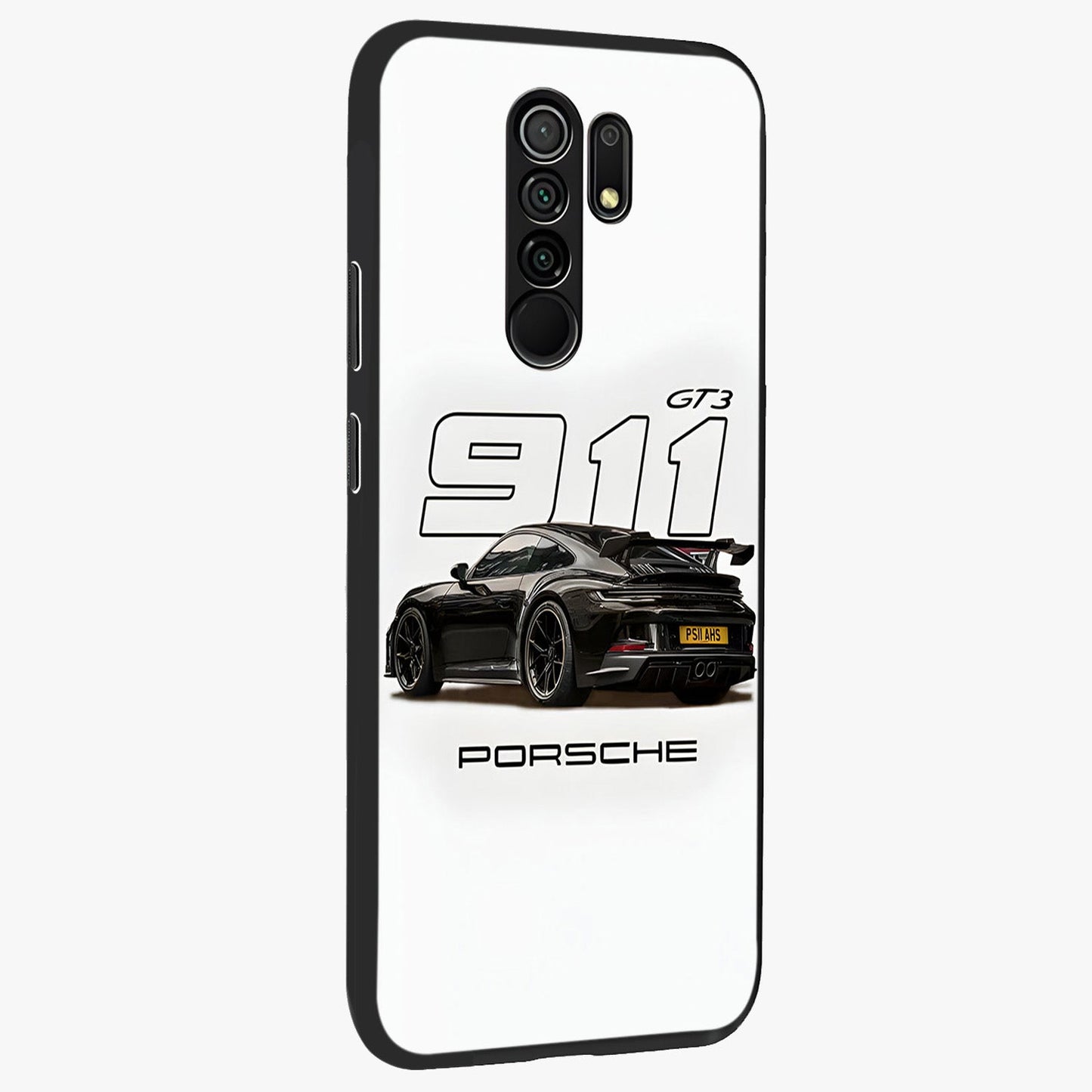 Turbo Legacy Icon Glass Case upright view showcasing bold racing inspired artwork with classic car theme.