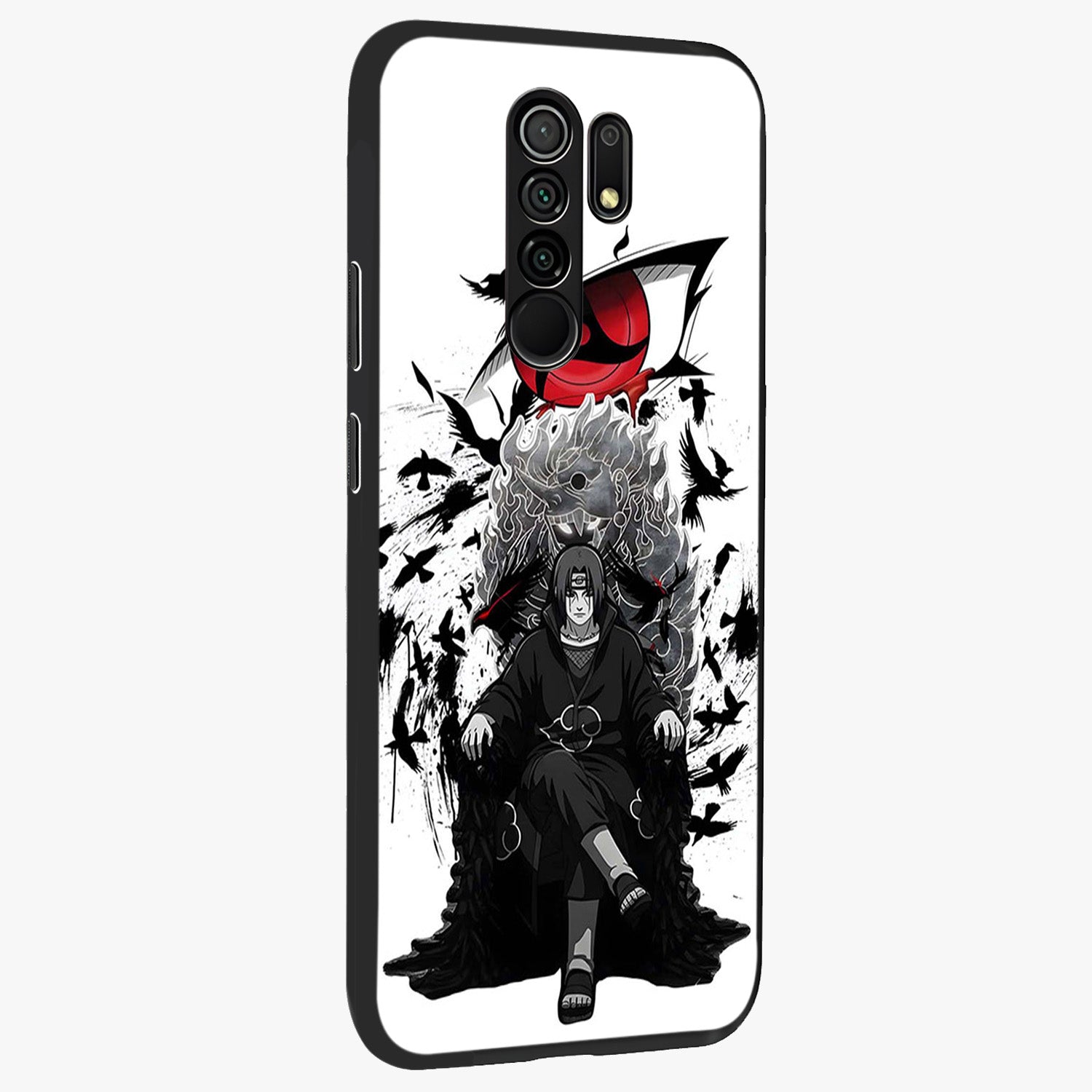 Uchiha Shadow Throne Glass Case upright view showcasing magical underwater galaxy artwork with vibrant cosmic theme.