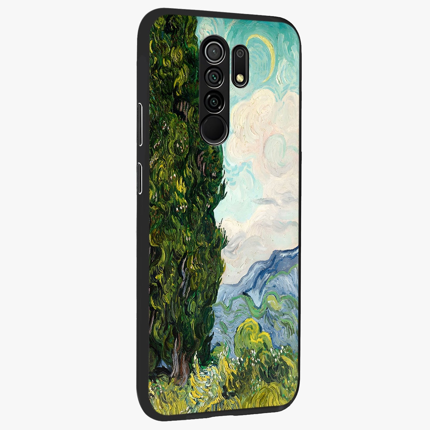 Van Gogh Vintage Art Glass Case upright view showcasing elegant vintage painting artwork with artistic heritage theme.