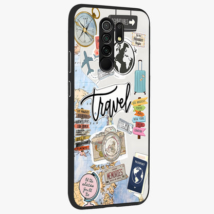 Wanderlust Journal Glass Case upright view showcasing wanderlust inspired artwork with creative exploration theme.