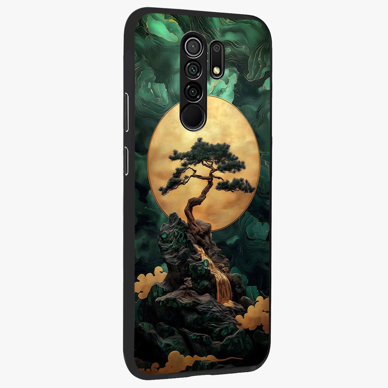 Zen Moon Rise Glass Case upright view showcasing serene moon artwork with tranquil night theme.