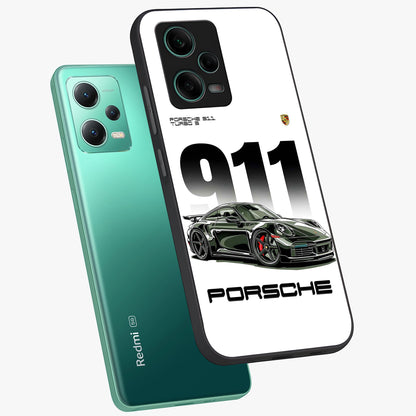 911 Turbo Dominance Glass Case displayed in premium angled mockup highlighting sporty car illustration and sleek glass surface.