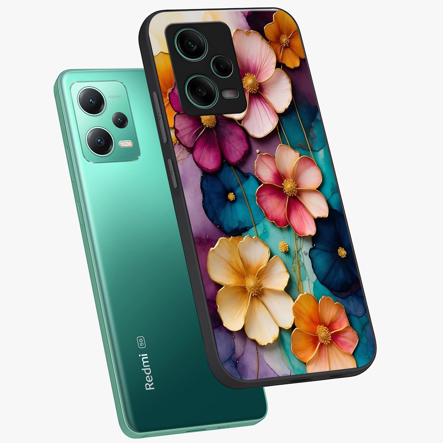 Artlyn Grace Flower Pattern Glass Case displayed in angled mockup highlighting delicate flower pattern design and smooth glass surface.