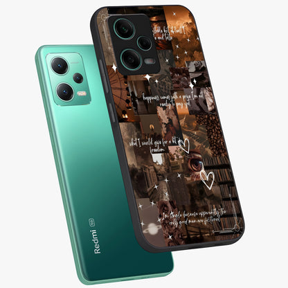 Bittersweet Aesthetic Chaos Glass Case displayed in angled mockup highlighting expressive abstract artwork and edgy aesthetic theme.