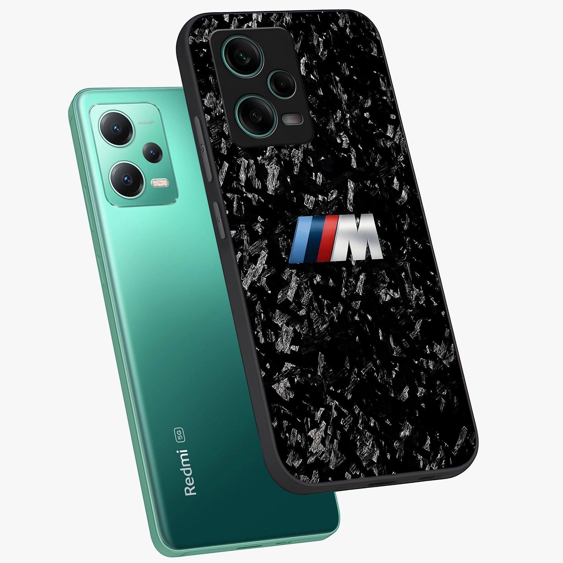 Carbon Speed Mark Glass Case displayed in angled mockup highlighting racing inspired carbon design and sleek aesthetic style.