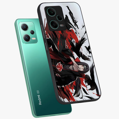 Crimson Crow Illusion Glass Case displayed in angled mockup highlighting mysterious crow graphic with dark aesthetic style.
