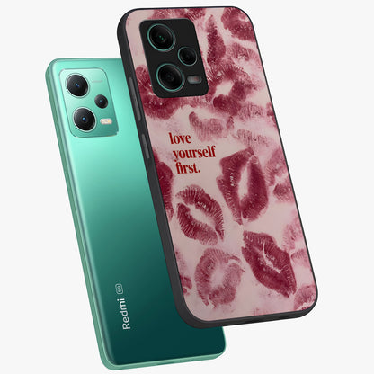Crimson Kiss Love Glass Case displayed in angled mockup highlighting bold love inspired design with modern aesthetic style.