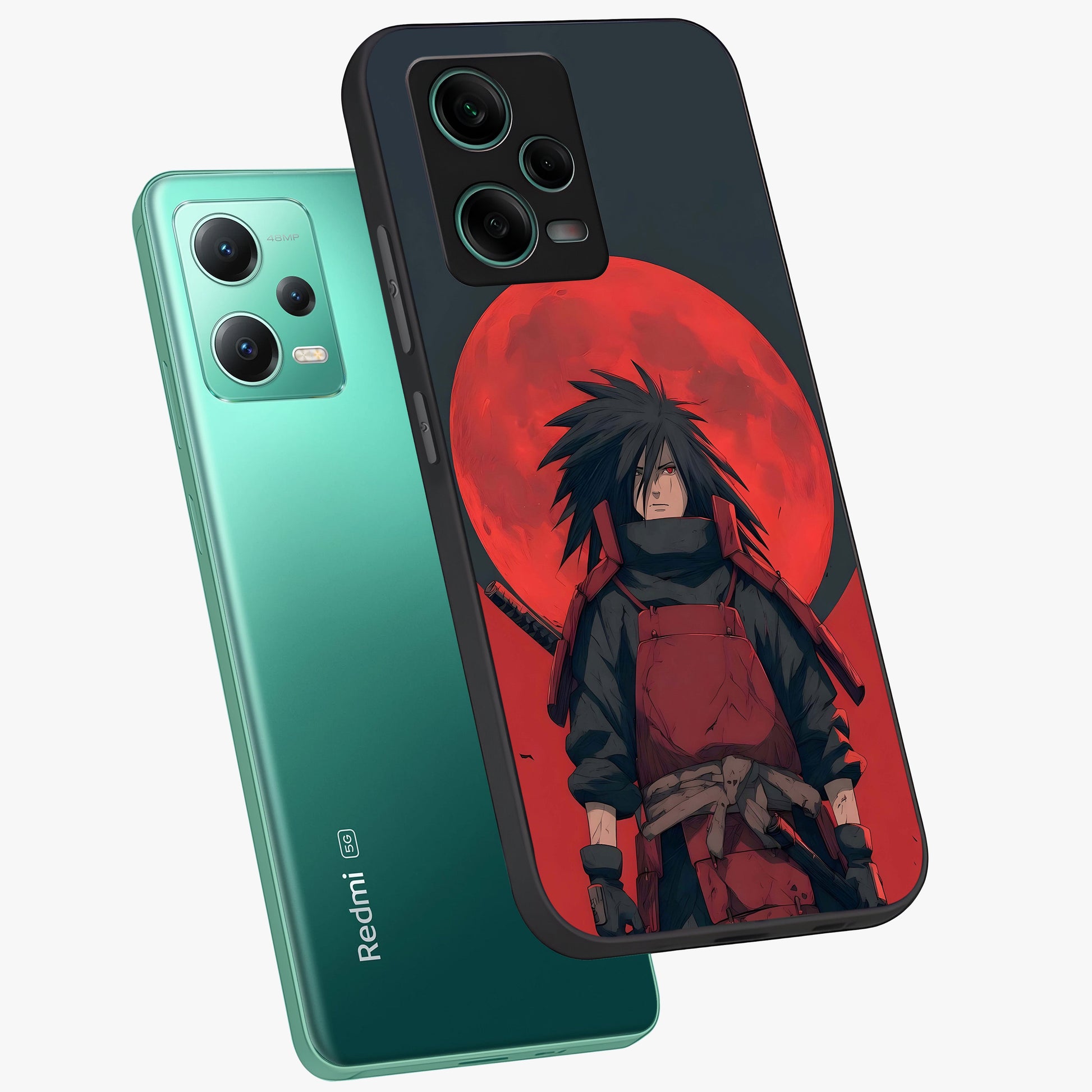 Crimson Moon Warlord Glass Case displayed in angled mockup highlighting dramatic crimson moon design with fantasy aesthetic.