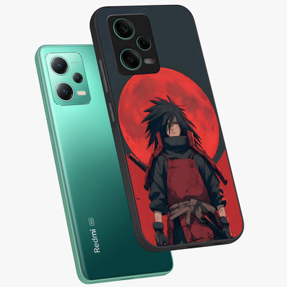 Crimson Moon Warlord Glass Case displayed in angled mockup highlighting dramatic crimson moon design with fantasy aesthetic.