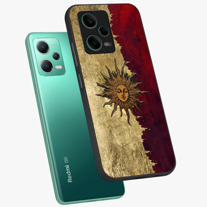 Crimson Sun Majesty Glass Case displayed in angled mockup highlighting majestic crimson sun design with bold aesthetic style.