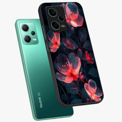 Dark Shade of Flower Glass Case displayed in angled mockup highlighting moody floral illustration with aesthetic dark tones.