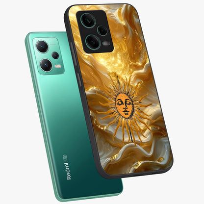 Eternal Golden Glow Glass Case displayed in angled mockup highlighting glowing golden aesthetic design with elegant style.