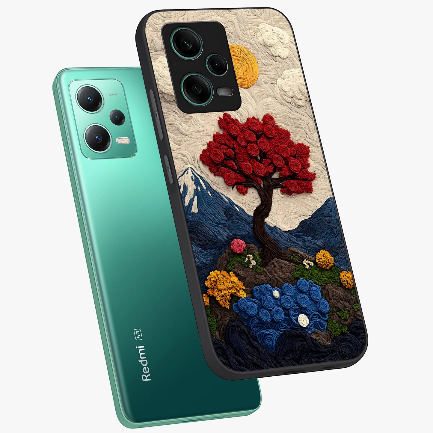 Eternal Nature Tapestry Glass Case displayed in angled mockup highlighting detailed botanical pattern with artistic aesthetic.