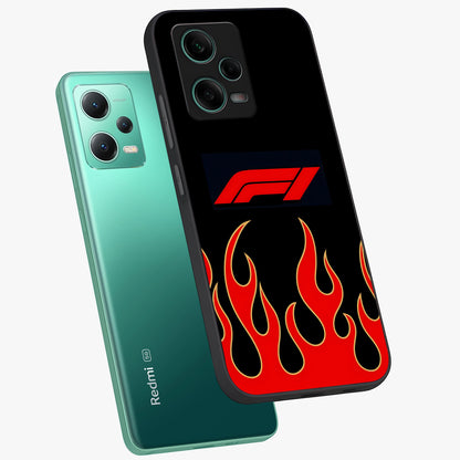Fire F11 Glass Case displayed in angled mockup highlighting bold fire inspired graphic with energetic aesthetic style.