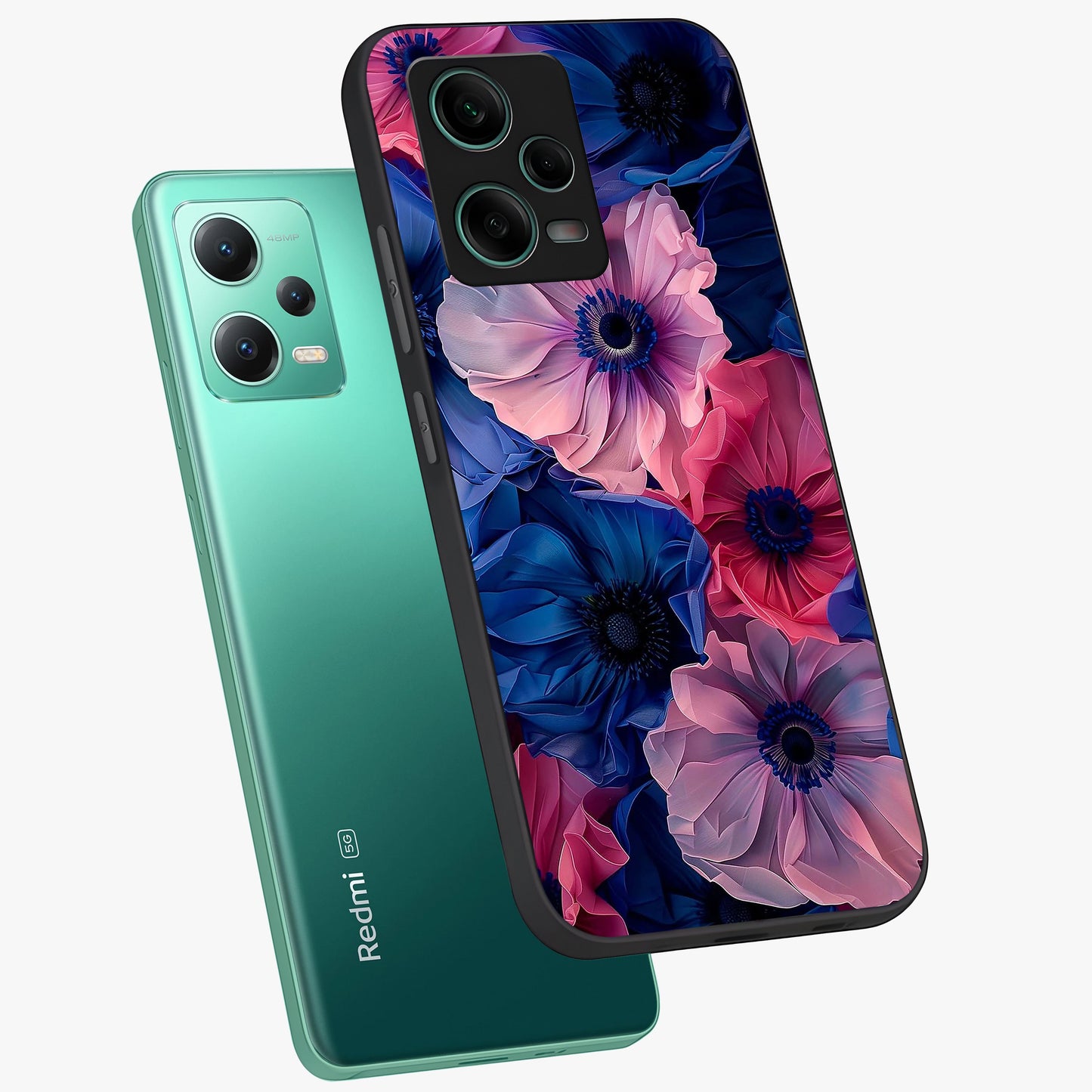 Flower Paper Art Pattern Glass Case displayed in angled mockup highlighting layered paper flower design with artistic aesthetic.