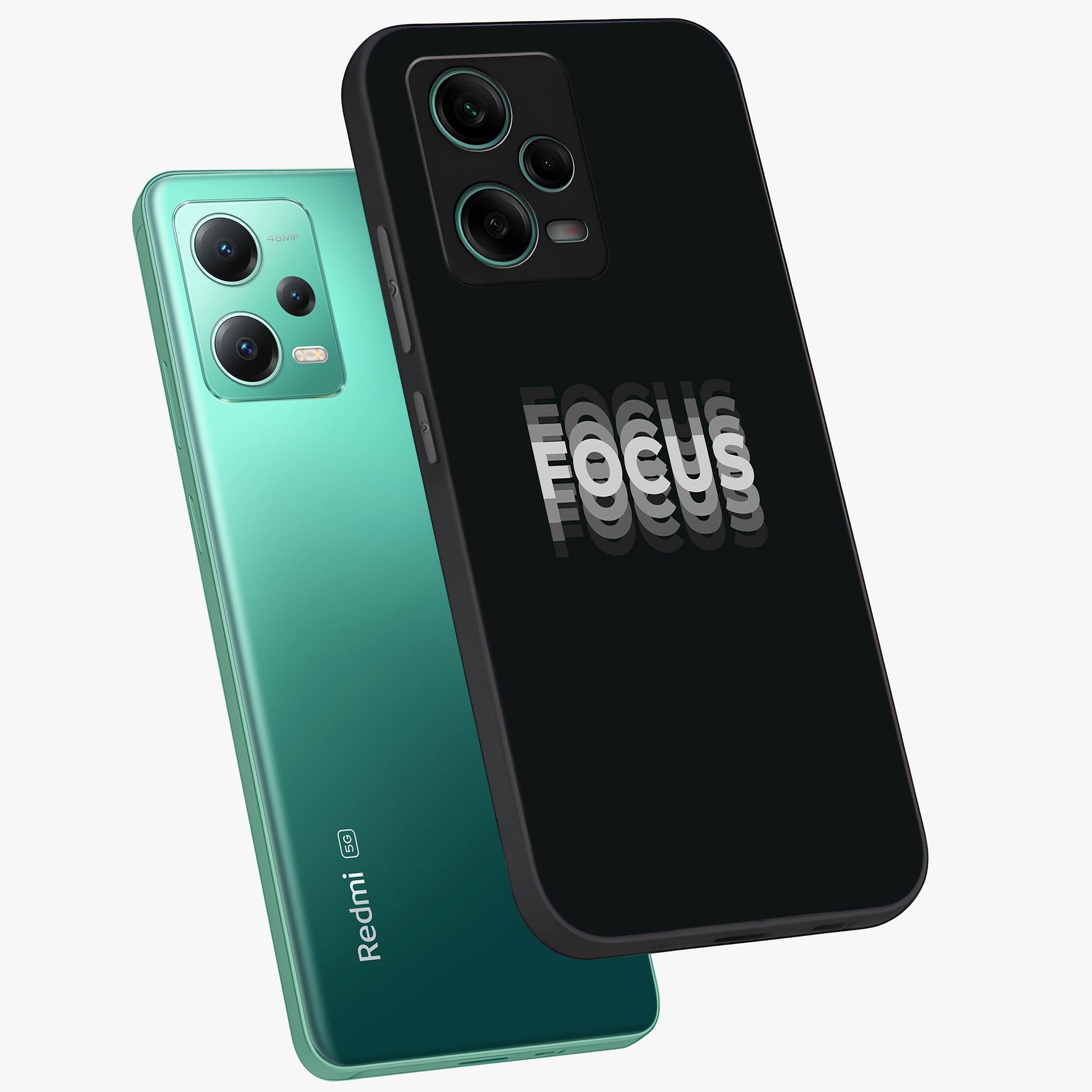 Focus Mode On Glass Case displayed in angled mockup highlighting clean minimal text artwork with modern aesthetic style.