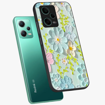 Frosted Petal Garden Glass Case displayed in angled mockup highlighting delicate flower petal design with calm garden aesthetic.