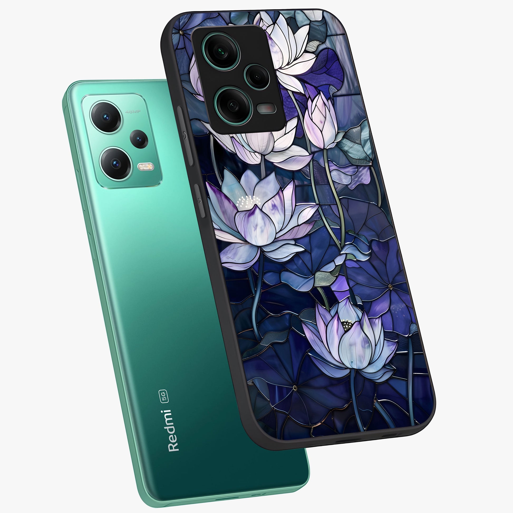 Gloss Petal Rush Glass Case displayed in angled mockup highlighting vibrant petal design with elegant floral aesthetic.