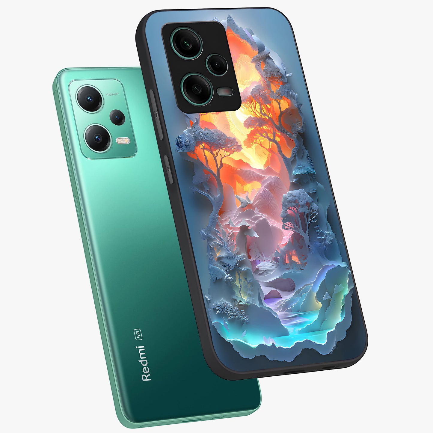 Glow Forest Portal Glass Case displayed in angled mockup highlighting mystical forest design with magical glowing aesthetic.