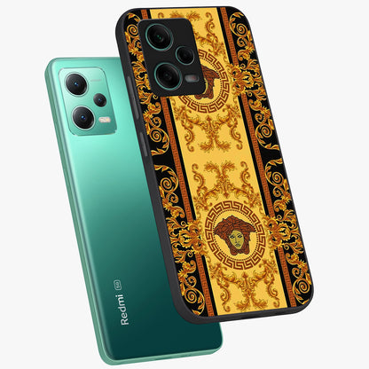 Golden Lotus Glow Glass Case displayed in angled mockup highlighting radiant lotus illustration with spiritual aesthetic.