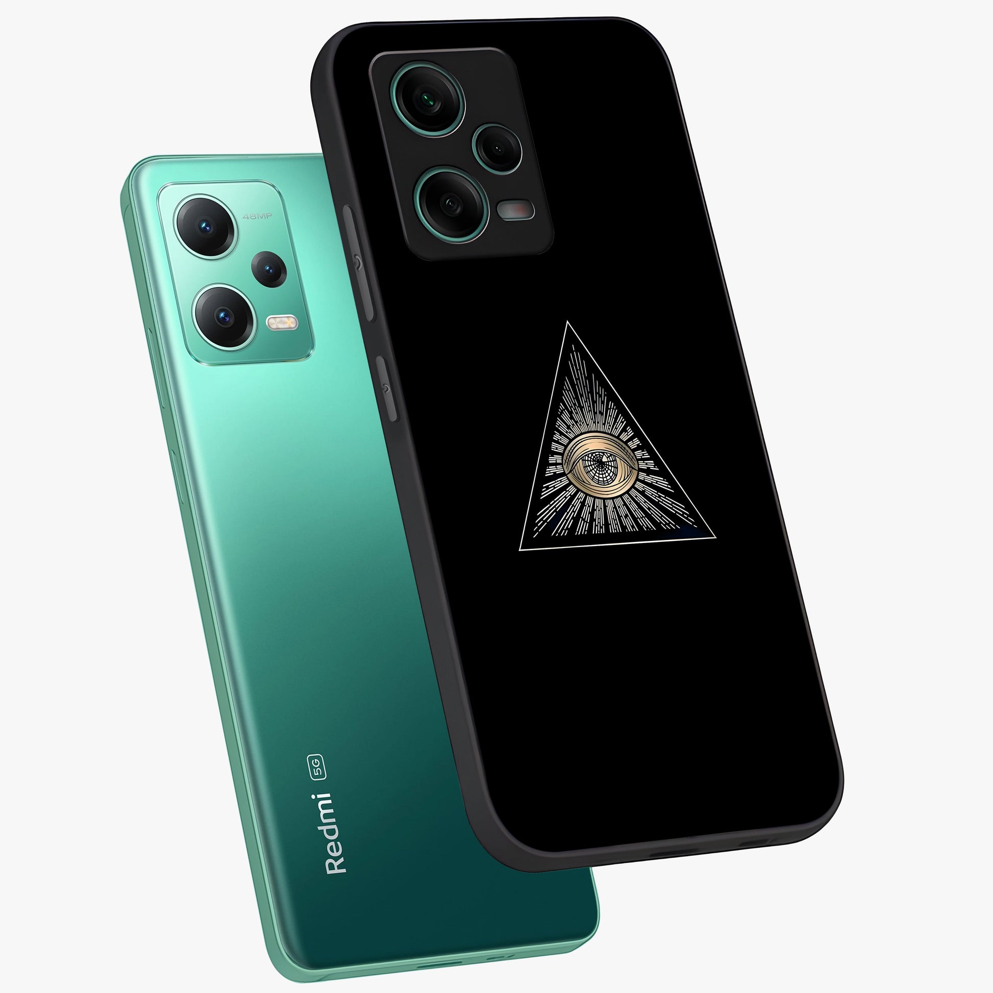 Illuminati Evil Glass Case displayed in angled mockup highlighting dark occult inspired design with bold aesthetic style.
