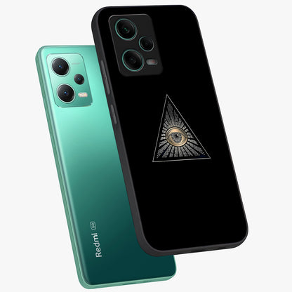 Illuminati Evil Glass Case displayed in angled mockup highlighting dark occult inspired design with bold aesthetic style.