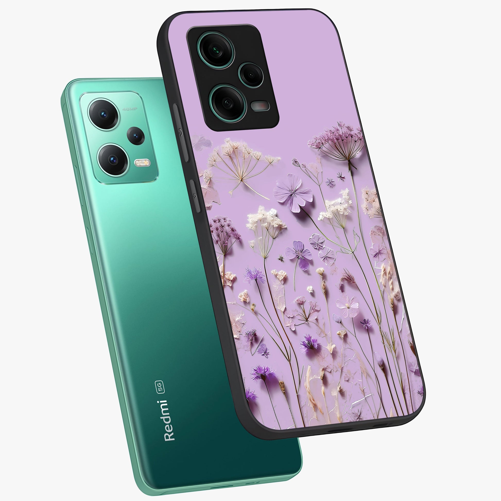 Lavender Blossom Dream Glass Case displayed in angled mockup highlighting dreamy lavender flower design with calming aesthetic style.