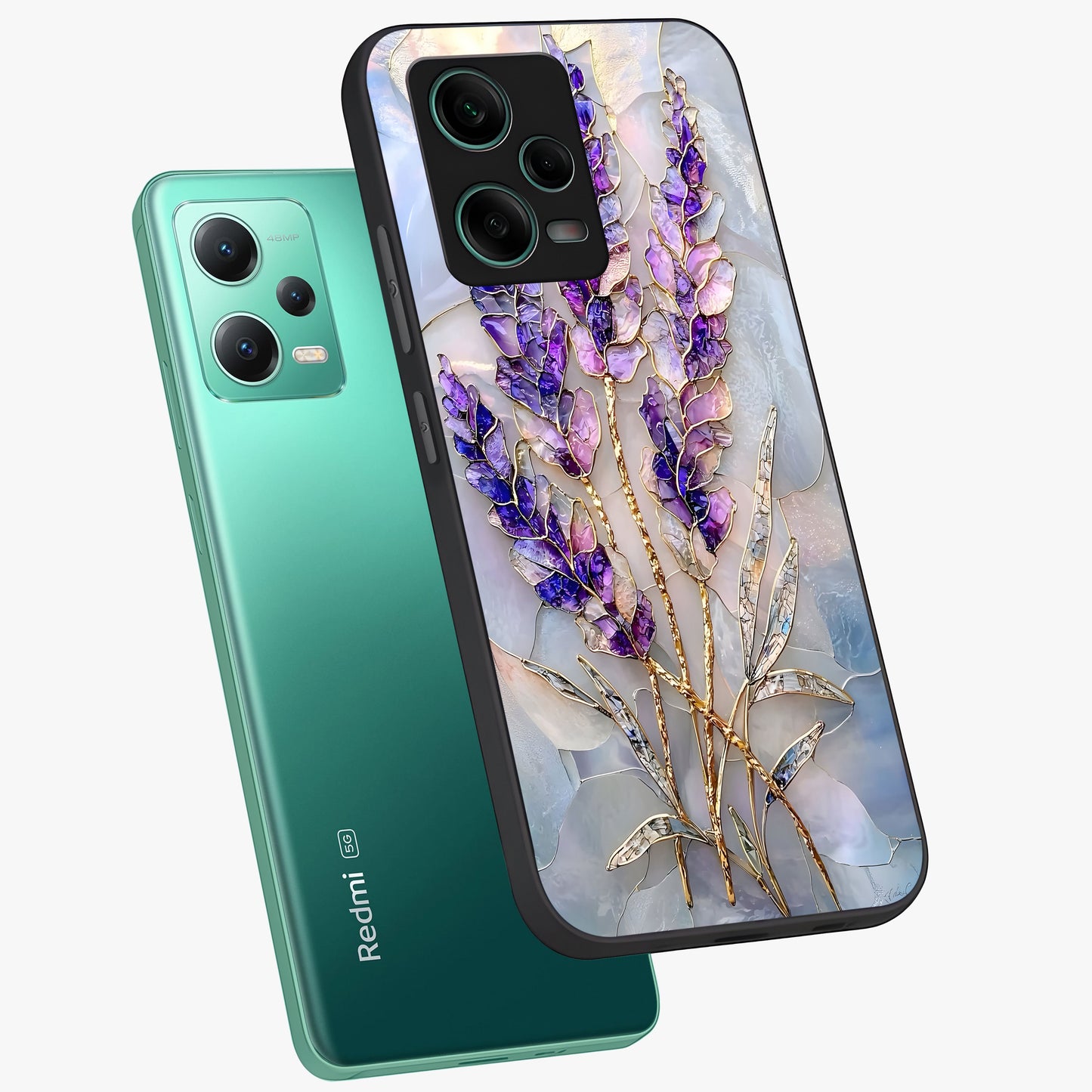 Lavender Dream Glow Glass Case displayed in angled mockup highlighting dreamy purple glow design with soft artistic style.