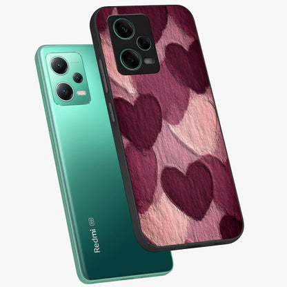 Layered Paper Hearts Glass Case displayed in angled mockup highlighting creative paper craft heart design with romantic aesthetic.