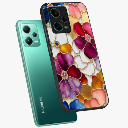 Marble Flower Pattern Glass Case displayed in angled mockup highlighting elegant marble floral design with modern aesthetic.