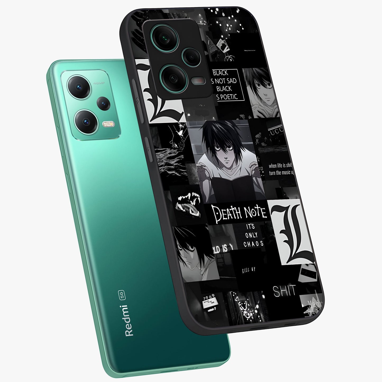 Midnight Chaos Mind Glass Case displayed in angled mockup highlighting chaotic artistic design with dramatic midnight aesthetic.
