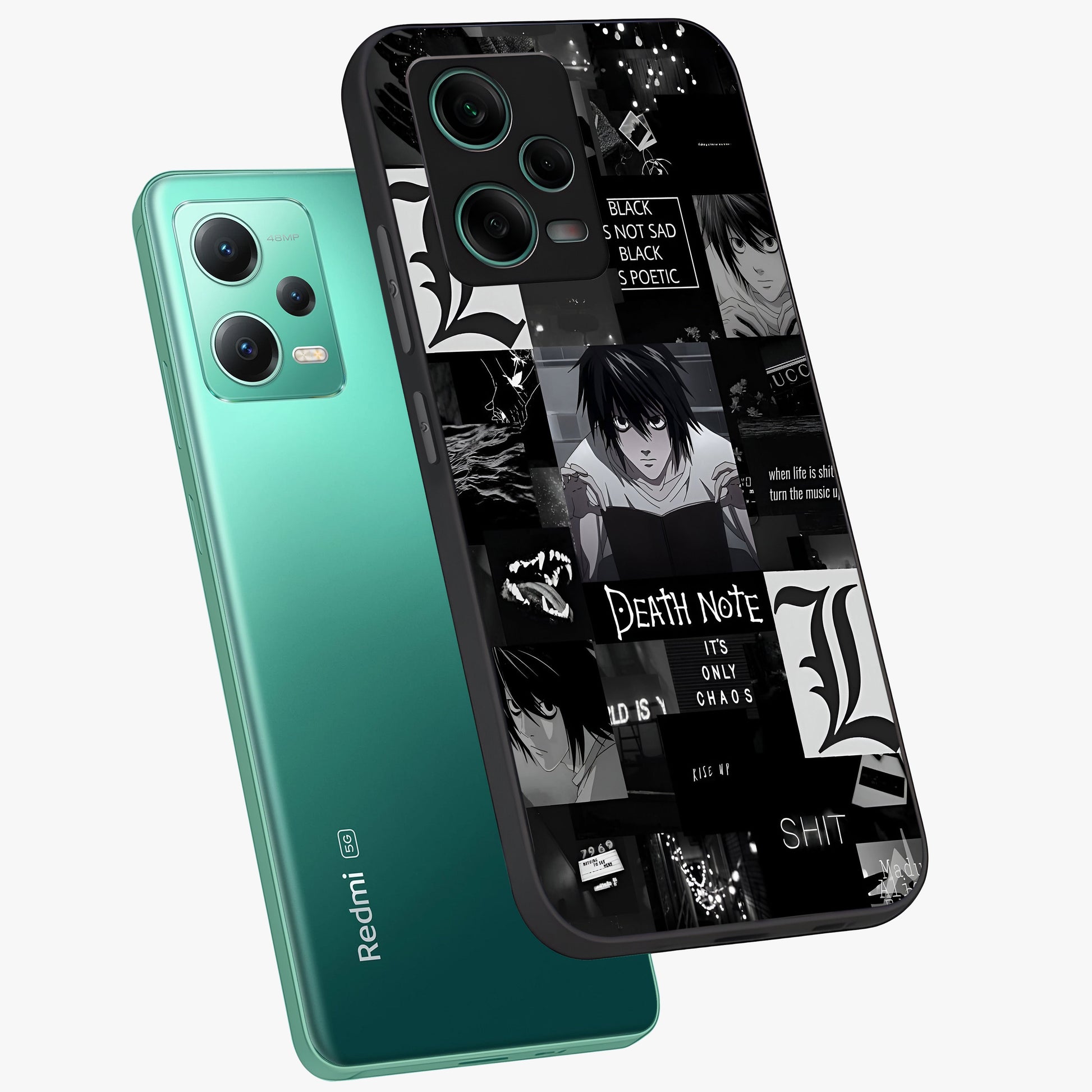 Midnight Chaos Mind Glass Case displayed in angled mockup highlighting chaotic artistic design with dramatic midnight aesthetic.