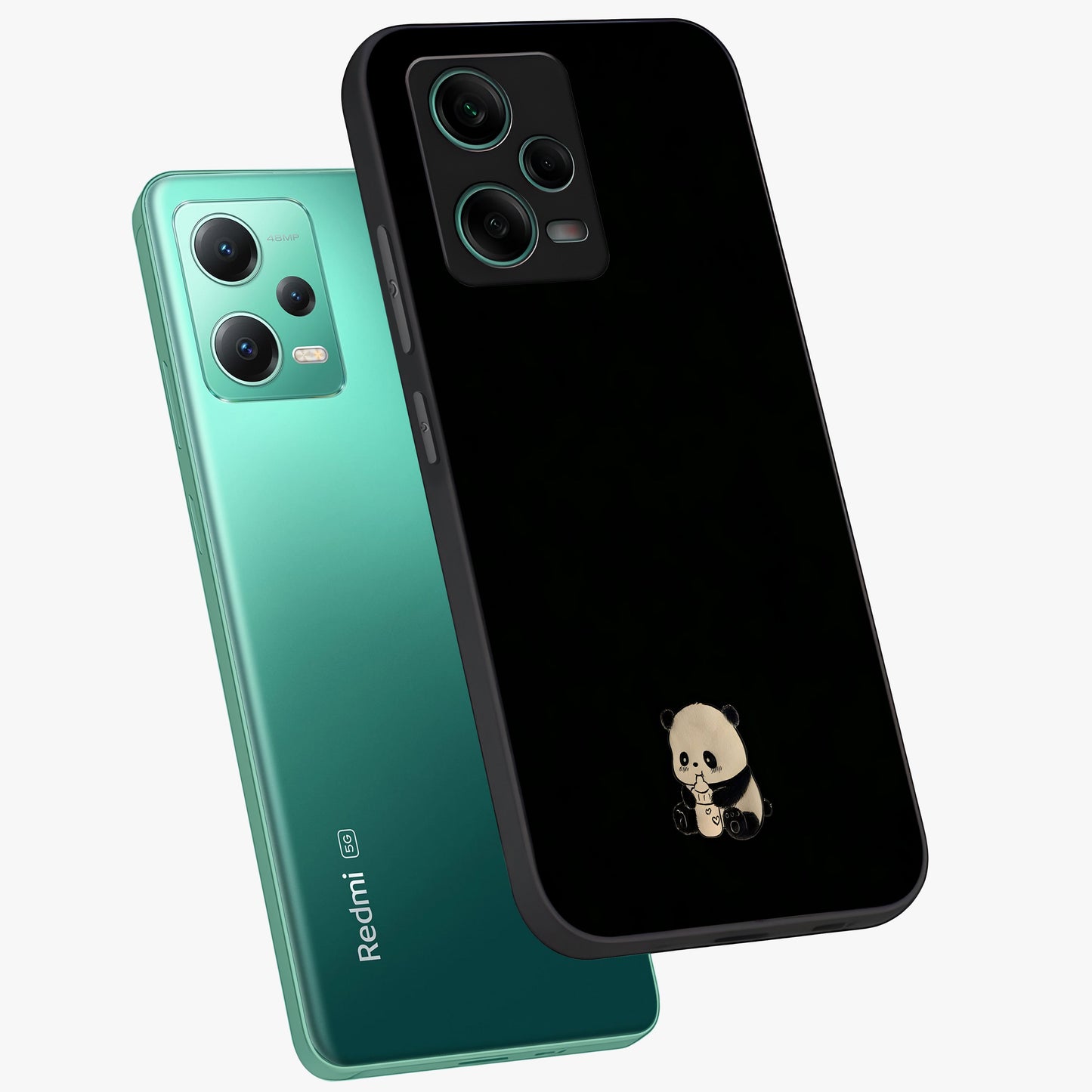 Midnight Panda Love Glass Case displayed in angled mockup highlighting adorable panda illustration with midnight aesthetic.